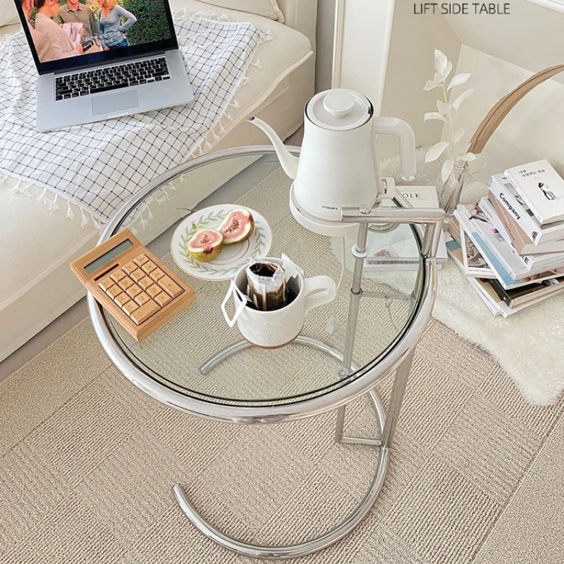 

modern Transparent table Coffee Table Medieval Metal Lifting Coffee Tables Glass Side Table Cannon Lens Model Round Countertop