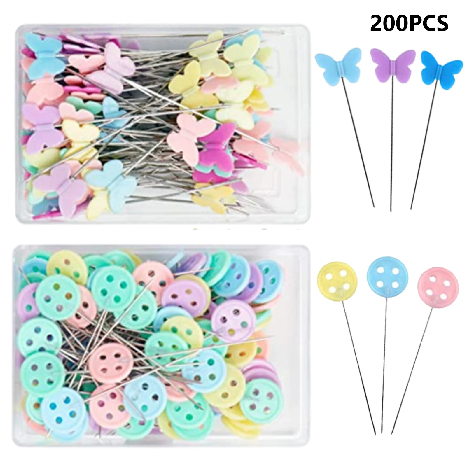 200 PCS Straight Pins Sewing with Colored Flower Heads Quilting Pins  Straight Pins Flat Head Pins Sewing Notions for Fabric, Dressmaker, Craft,  Sewing