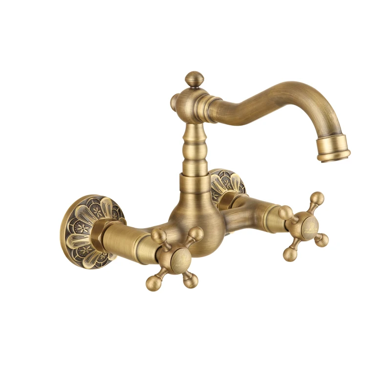 

Family All Copper European Style Antique Faucet Pastoral Style Retro Wall Basin Faucet GY884B1