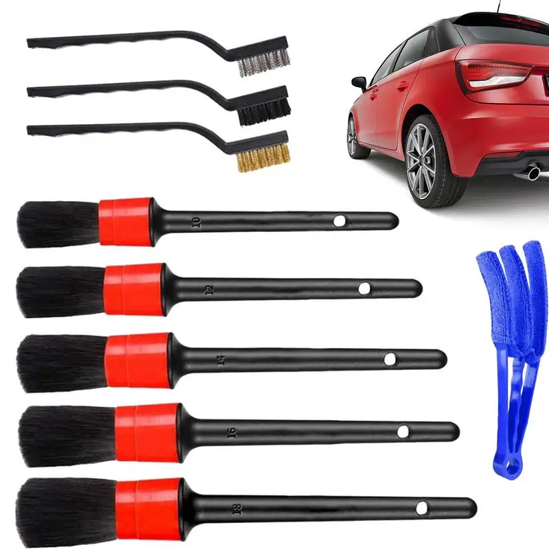 

Auto Cleaning Brush Set Dust Detailing Brushes For Cleaning Car Portable Soft Bristle Cleaning Brush For Car Dashboard Air Vents