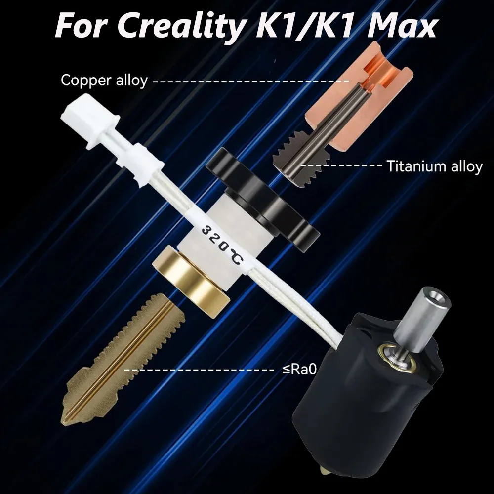 

Обновленный комплект Hotend Bi Metal K1 HOTEND для Creality K1/K1 MAX керамический нагревательный Блок Комплект 300 °C экструдер для 3D-принтера Creality K1