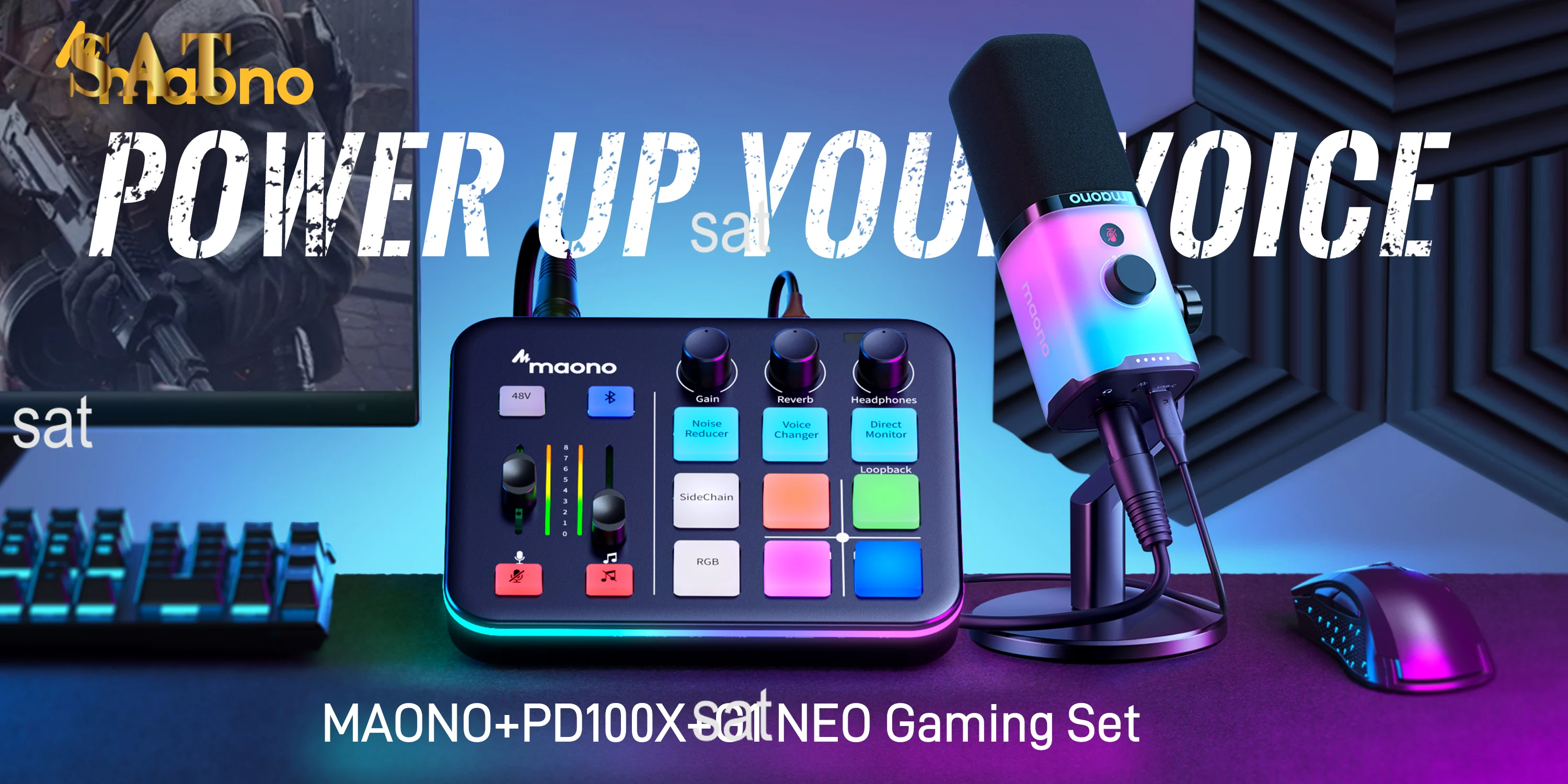 Maono PD100 ゲーミングオーディオミキサー（G1NEO 新品付き） Maonocaster G1 NEO & PD100X Audio Bundle For Game Streamers