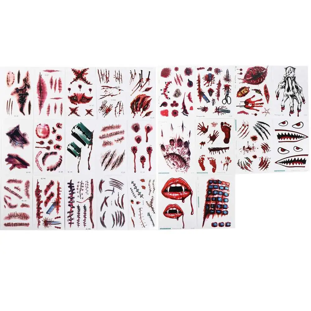 Face Patch Halloween Temporary Tattoos Waterproof Lifelike Tattoo Stickers Spider Scar DIY Scar Spider Design