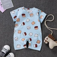 Summer 3-24 Months Baby Boys Girls Romper Infant Jumpsuit Cartoon Short-sleeved Climbing Pajamas Cotton Toddler Clothes 2