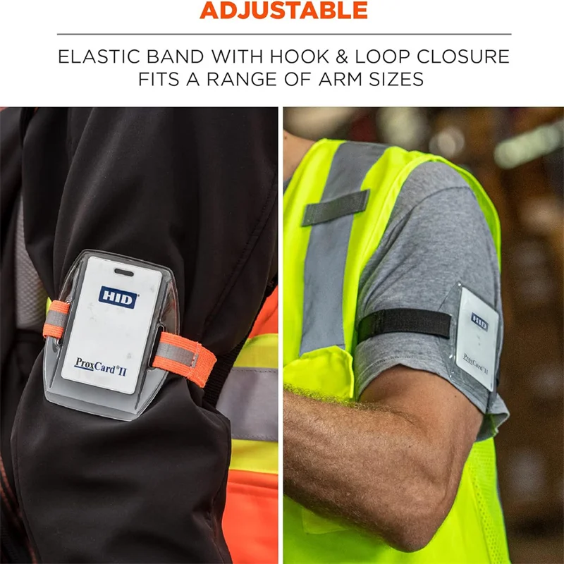 Plastic Card Holder Polyester Reflective Wristband ID Card Holder Arm Adjustable ID Badge Elastic Arm Band Badge