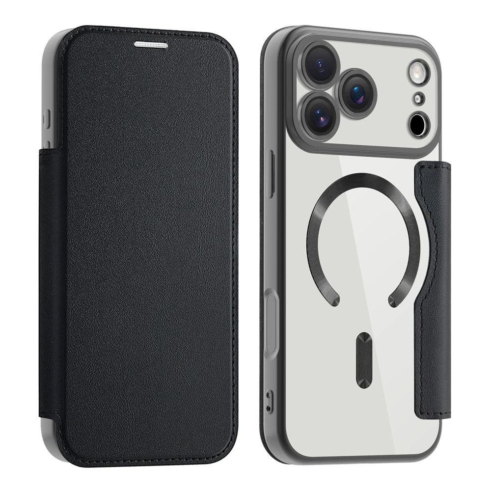 Premium Flip Leather Case with Card Holder and Magnetic Wireless Charging