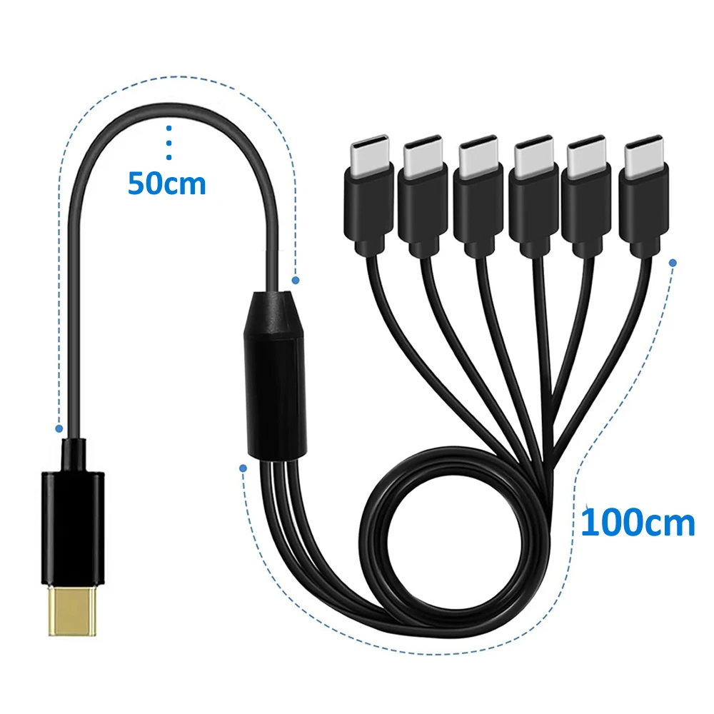 USB C 분배기 케이블, 멀티 USB C to USB C 케이블, 6 in 1 C타입 수 충전기 케이블, 안드로이드 삼성 태블릿 및 C타입 기기용 