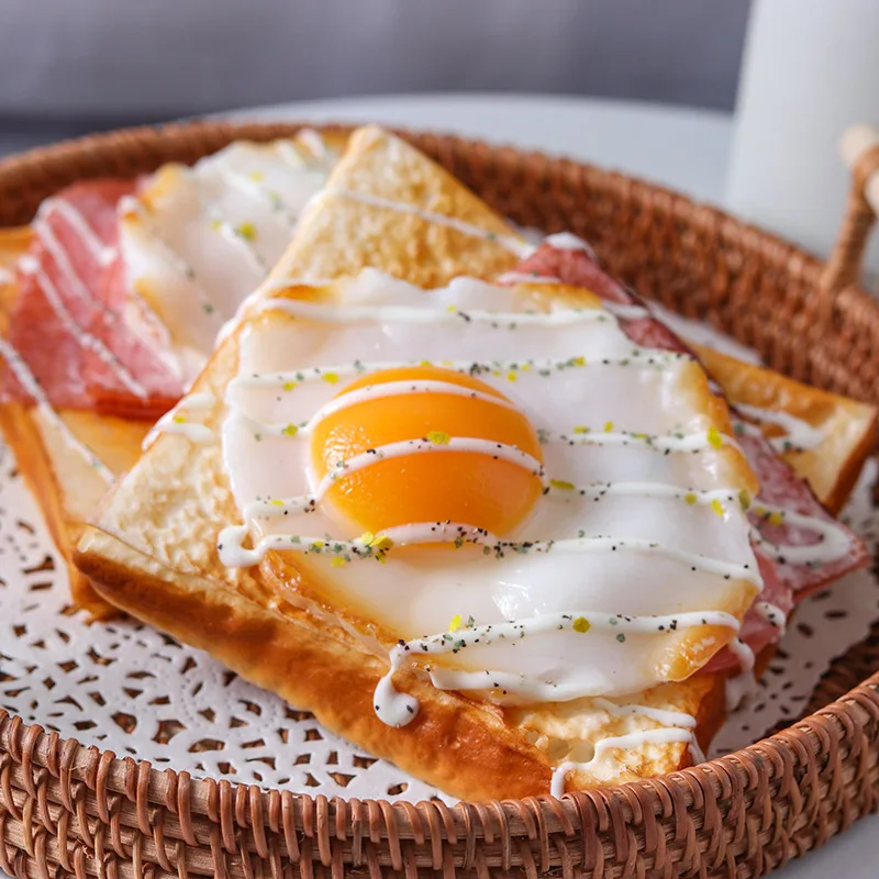 Artificial Eggs On Toast Fake Food Decoration Photography Pro Food Simulation Cake Model Tea Table Decoration 1PC food model food photography props kitchen food toys artificial egg decoration