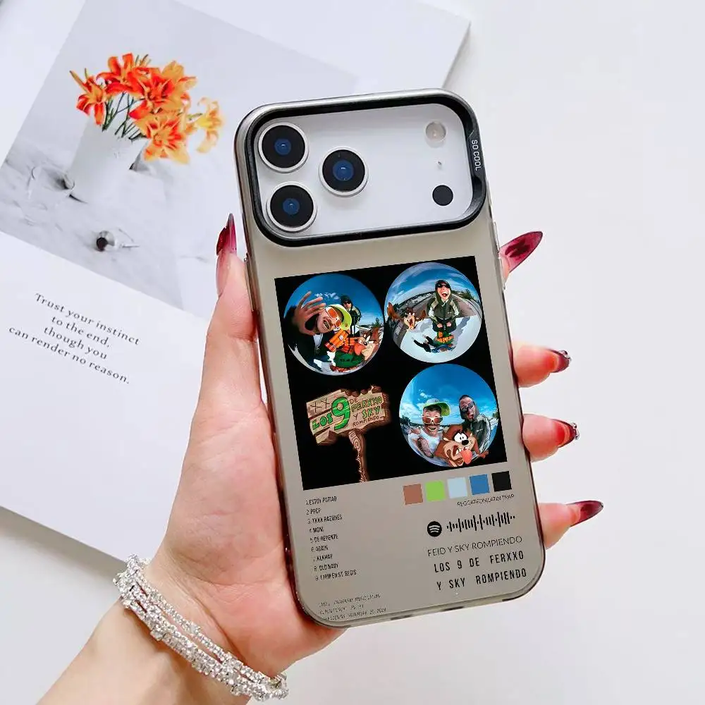 Colorful Plated Anti-Slip & Anti-Fingerprint Phone Case Featuring Feid F-Ferxxo Design