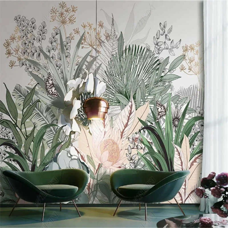 

Tropical Plants Mural Wallpaper For Living Room Fresh Rainforest Palm Leaves Abstract Plant Background Wall Papers Home Decor