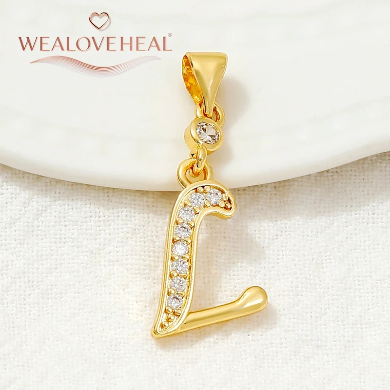 Zarte 18 Karat vergoldete eingelegte Zirkon-Anhänger mit 26 Buchstaben für handgefertigte DIY-Halsketten, Initial-Charms, Schmuckherstellungszubehör – Detail 29