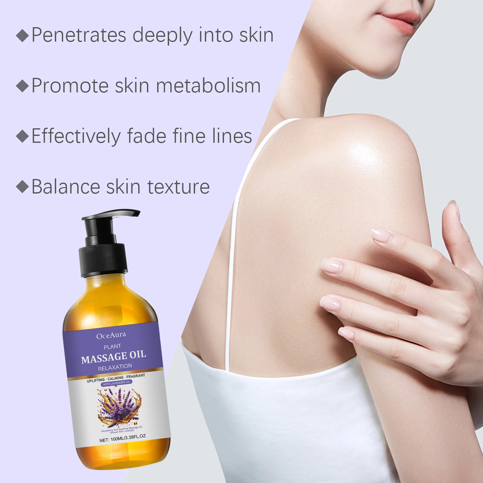 Lavender Essential Oil Moisturizing Body Skin Smoothing Soft Stress Relief Muscle Sore Help Sleep Spa Relaxing Massage Oil S5ccdd9d76c204d6abbf170ac19ed74a3c