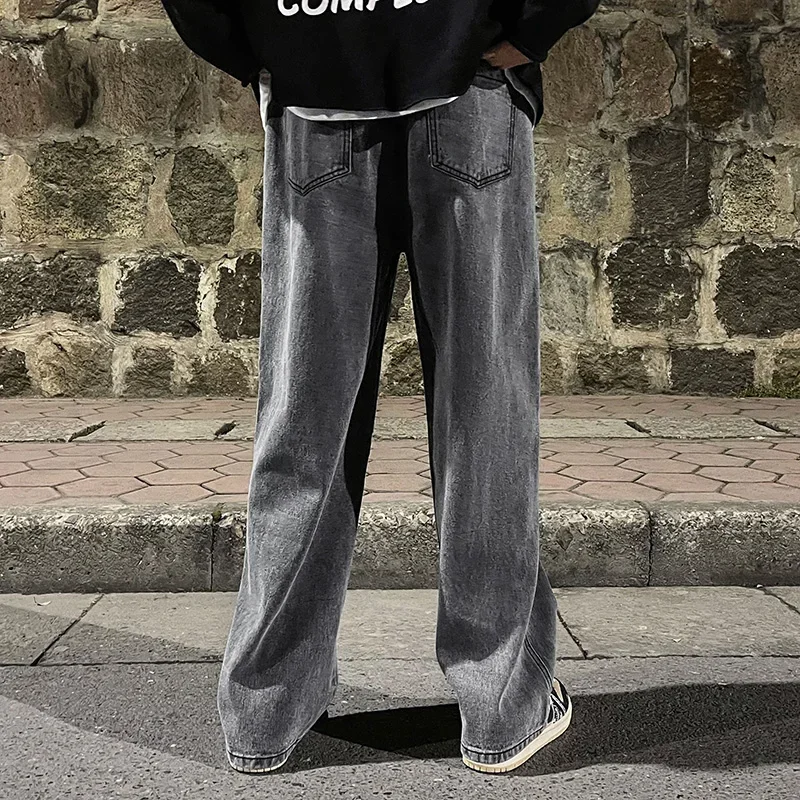 Autumn Men's Jeans Korean Version Student Loose Casual Pants High Street Straight Wide Legs Denim Pants Fashion Baggy Trousers 3