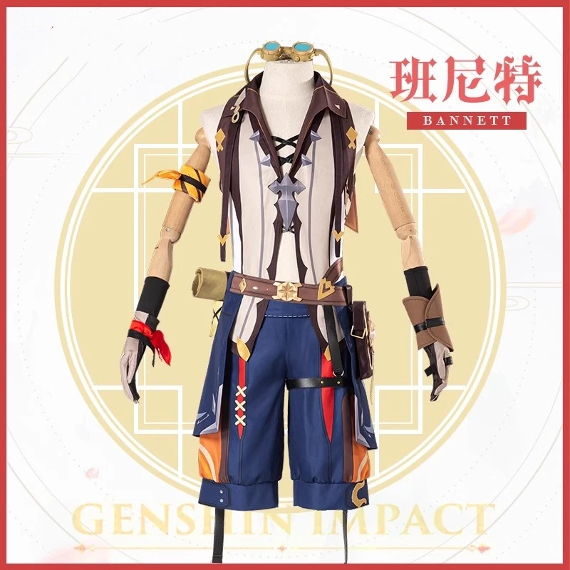 

New Game Genshin Impact Doujin Bennett Cosplay Costume Men Cool Cos Clothes Uniform Comic-con Party Suit Full Set in Stock