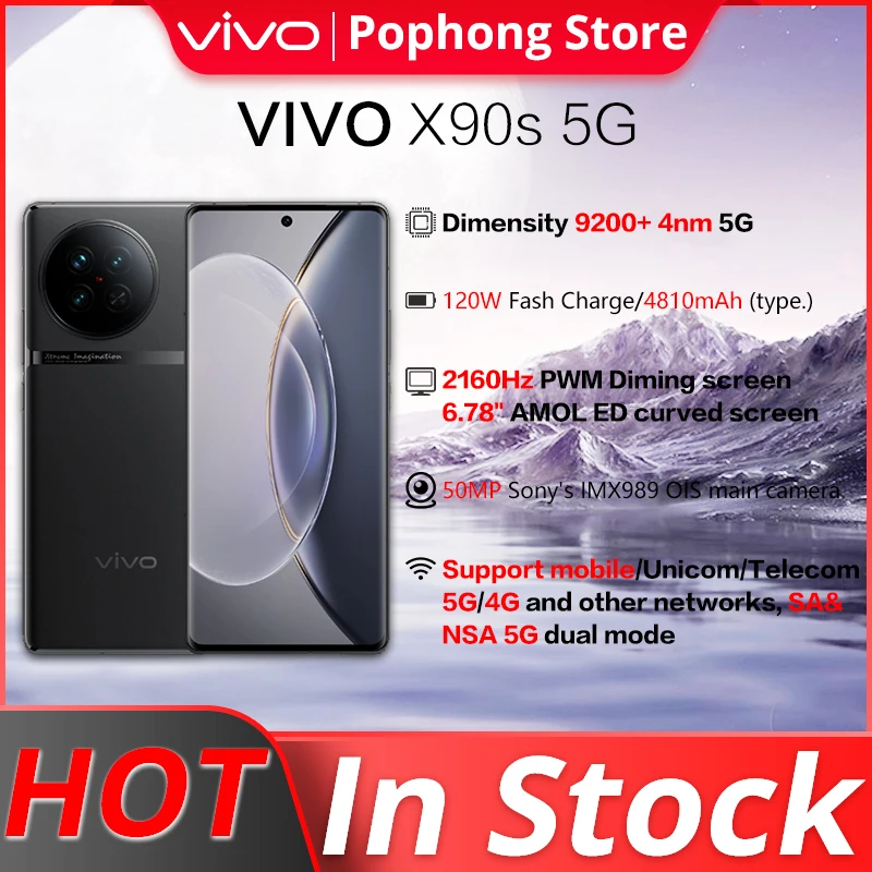 

Смартфон VIVO X90S, 6,78 дюйма, AMOLED, 9200 + 4 нм, 120 Вт, тройная камера
