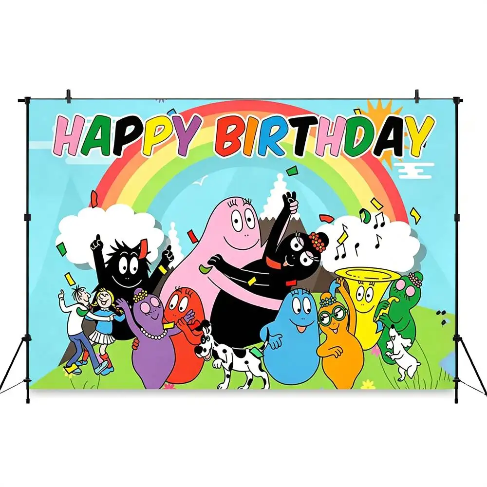 Barbapapa Cartoon Birthday Party Photo Backdrop