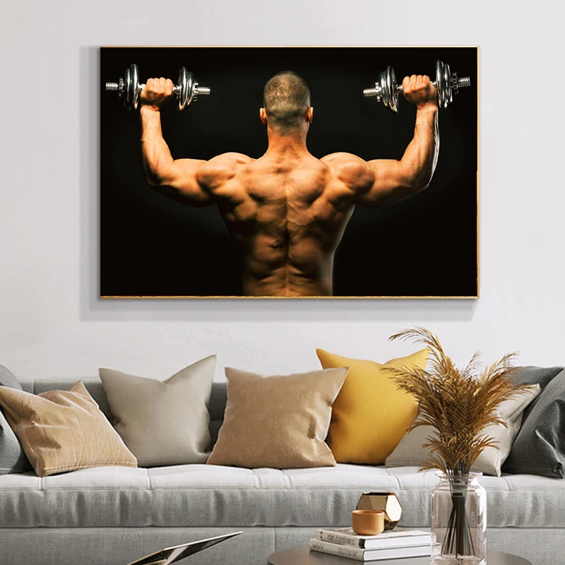 Bodybuilding Fitness Male Female Canvas Poster Print Inspirational Workout Wall Art Picture Gym Training Room Decoration