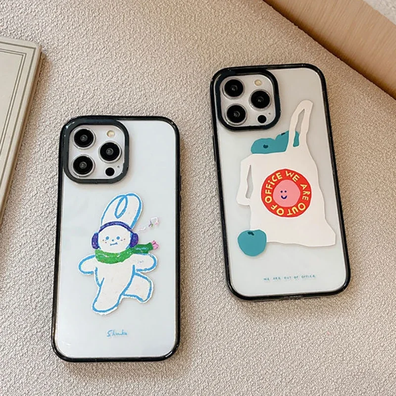 

Upgrade Acrylic Border Bag Rabbit Phone Case Cover for IPhone 11 12 13 14 15 Pro Max Case for IPhone 15 Pro Max
