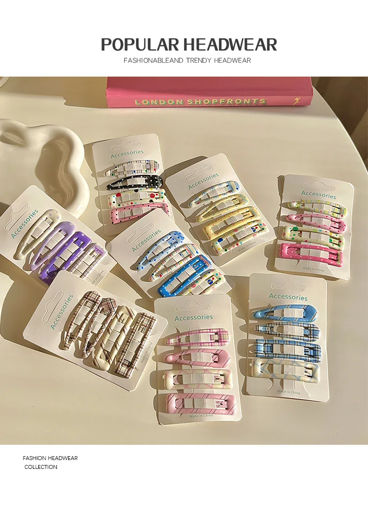 4-Damen-Haarspangen-Set, koreanisches Polka Dot Dopamin, niedlich, Kawaii, süße Haarspangen, modisch, vielseitiger Haarschmuck für Kinder – Detail 1