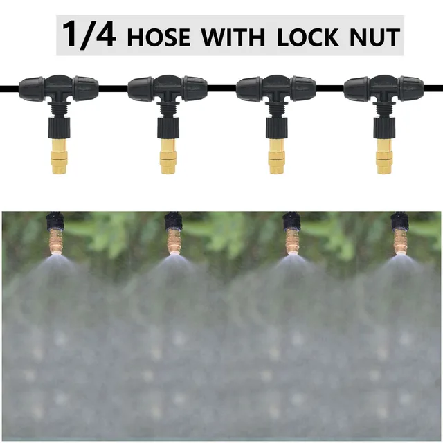 5 M-30 M Kültéri Ködös Hűtőrendszer Kerti Öntözési Öntözés 1/4 ' Sárgaréz Porlasztó Fúvókák 4/7 Mm Tömlő Póló Reteszelő Anyával - Image 2