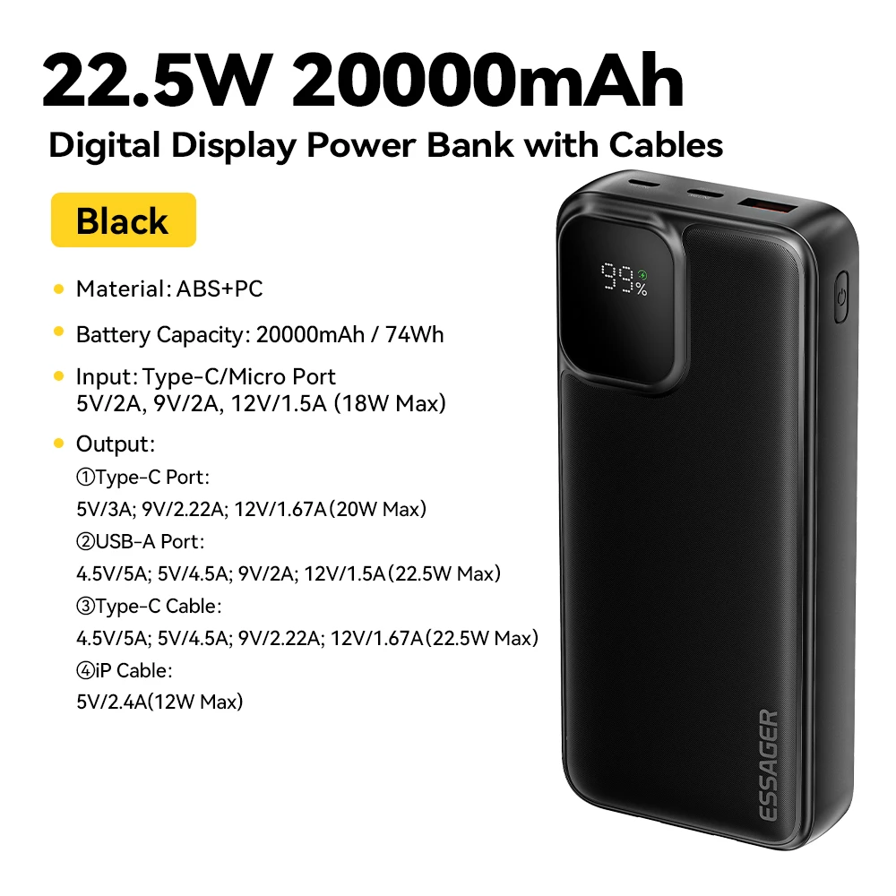 20000mAh Black