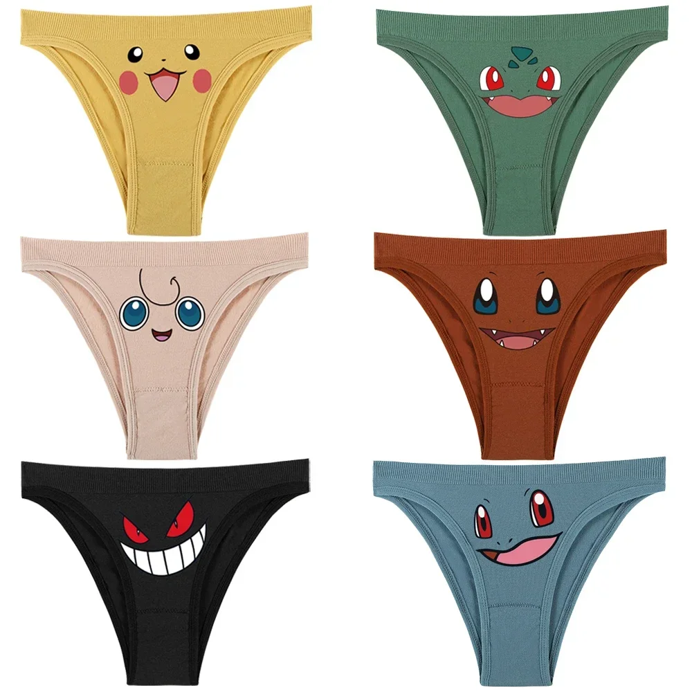 

Pokemon Underwear Jigglypuff Bulbasaur Squirtle Gengar Charizard Eevee Pikachu Mew Anime Kawaii Cotton Seamless Low-Rise T-back