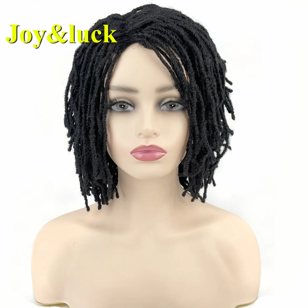 

Synthetic Black Dreadlock Wig Short Crochet Braided Hair Wigs For African Women Daily Use With Side Part Fake Hair