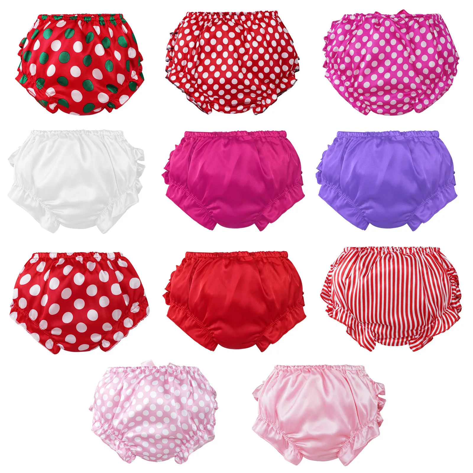 Baby Cotton Panties Girls Casual Briefs Elastic Waistband Ruffle Tiered Style Bow Waist Polka Dots Print