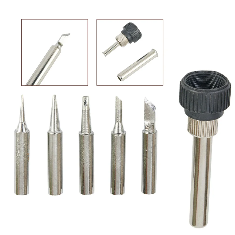 

6pcs 900M-T Soldering Solder Iron Tips With Handle Set For Hakko 933.376.907.913.951,898D,852D+ 852D Soldering Rework Station