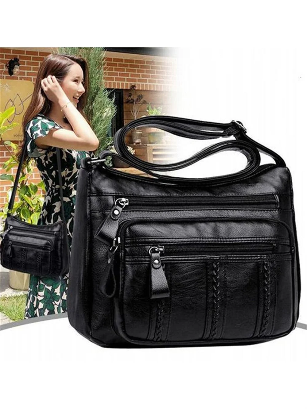 Women Shoulder Bag PU Soft Leather Ladies Fashion Simple Mom's Crossbody Bag Purse With Adjustable Strap Satchel