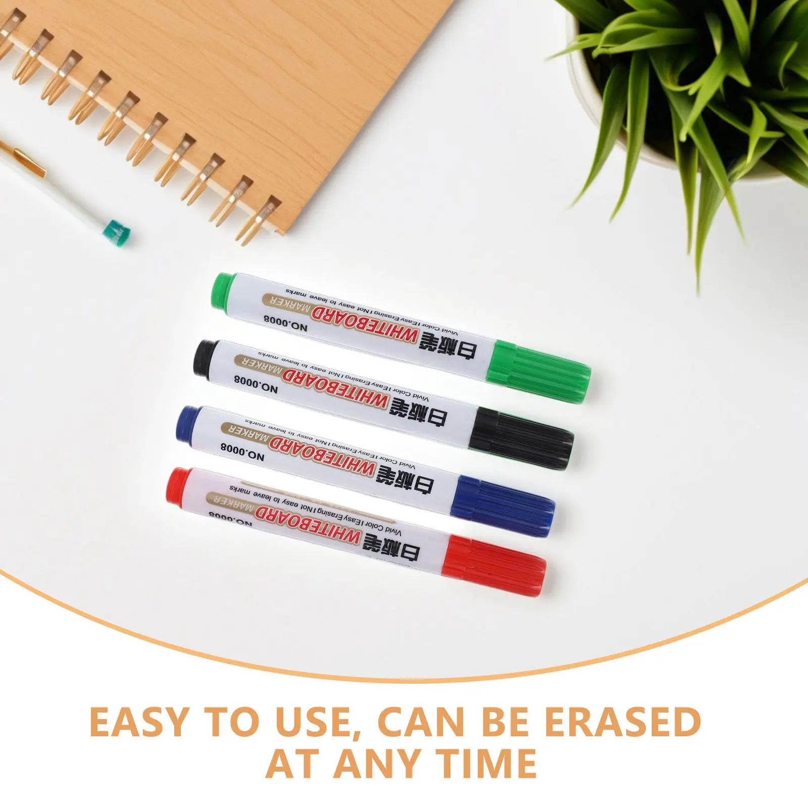 4Pcs 지울 수 있는 화이트보드 마커 사무실 학교 교실 거울 유리 표면을 위한 생생하고 부드러운 쓰기 건식 지우기 펜
