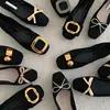 Flat Shoes Women's Spring Autumn New 2023 French Square Toe Bow Casual All-match Black Pumps Mules Ladies shoes Plus Size 43 44 1