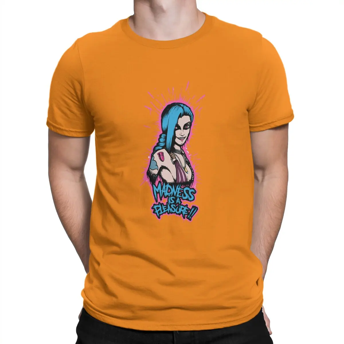 thumbnail image 1 of Impresionantes camisetas Jinx Madness para hombre, de algodón, con cuello redondo, de Arcane League of Legends, LOL Game, de manga corta, para fiestas., 1 of 7