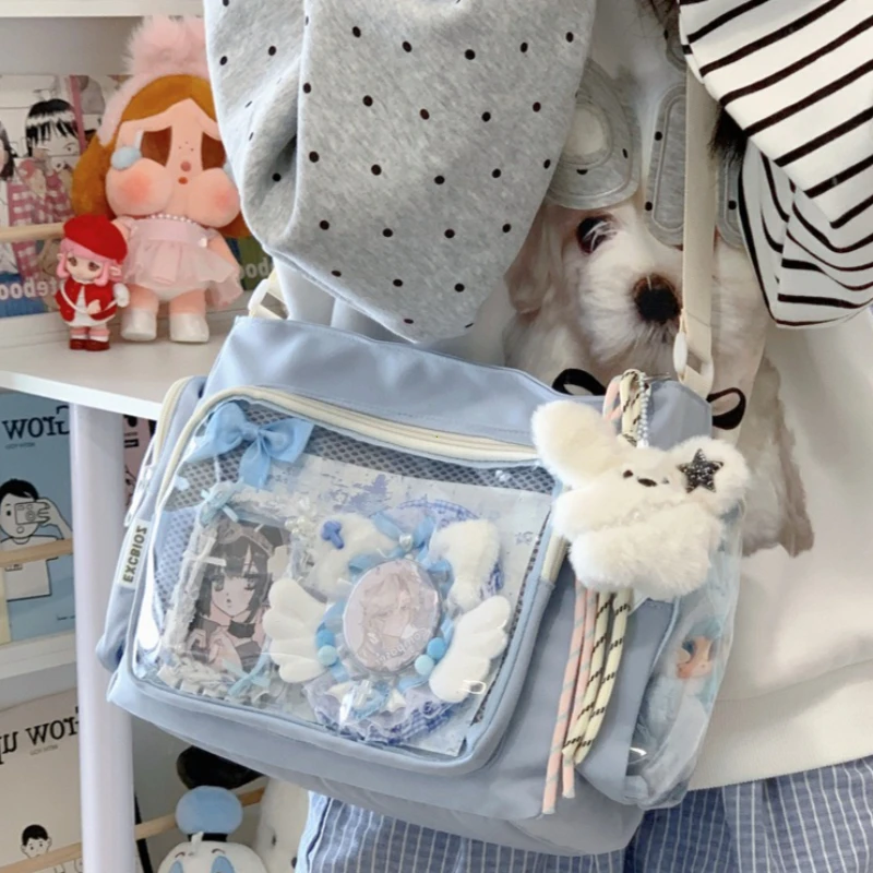 Trendy Transparent Crossbody Bag for Girls Large Capacity Shoulder Bags Fashionable School Style Texture and Versatile Ita Bag - 4