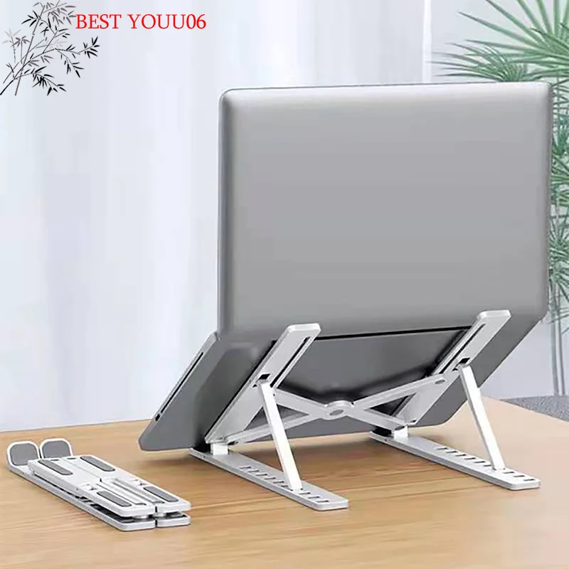 뜨거운 방지 기능이 있는 범용 노트북 스탠드, 맥북용 조절 가능한 노트북 홀더, 미끄럼 방지 접이식 쿨링 베이스 브래킷 (노트북, 태블릿, 휴대폰용)