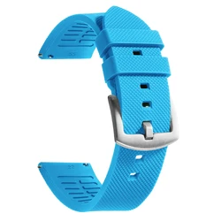 Premium Quick Release Silicone Rubber Watch Band Strap, 20mm or 22mm Options - 22mm (Light Blue)