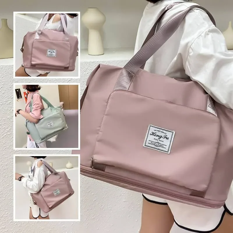 Foldable Portable High Capacity Handbag Women's Shoulder Bag Waterproof Nylon Travel Bag Fitness Bag Multifunctional Bag