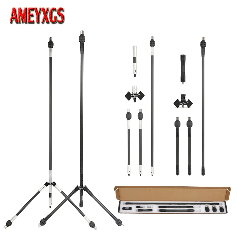 Tiro Con L'Arco 3K Carbon Balance Bar 30/28/12/10/5/4 Pollici Rod 40 °/45 ° V-Bar Competitivo Arco Ricurvo Stabilizzatore Sistema Serranda Tiro