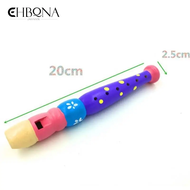 6-Holes Wooden Recorder Cartoon Short Flute Sound Kid Woodwind Musical Instruments
