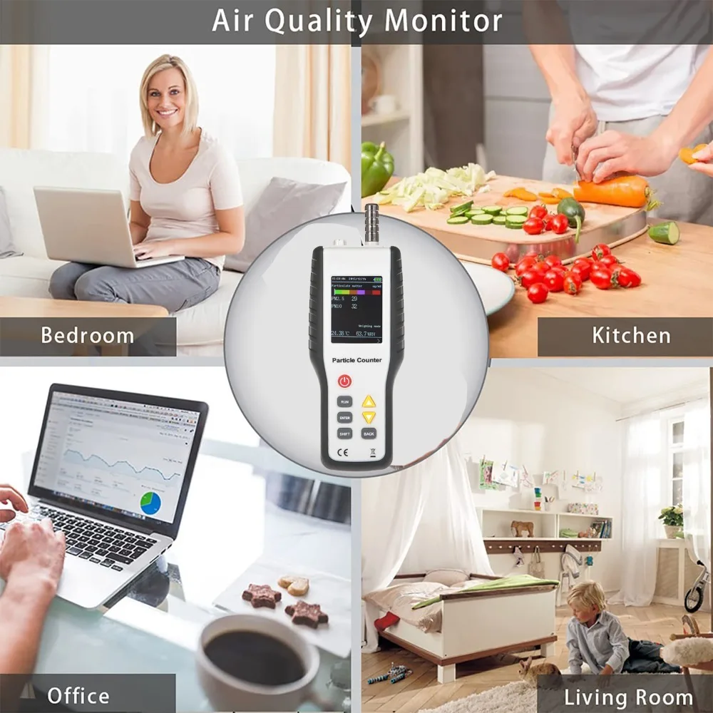 เครื่องตรวจจับอนุภาคฝุ่น PM2.5 PM10 รุ่นใหม่ พร้อมจอ LCD ขนาด 2.8 นิ้ว รุ่น HT-9600 สำหรับตรวจสอบคุณภาพอากาศ 1