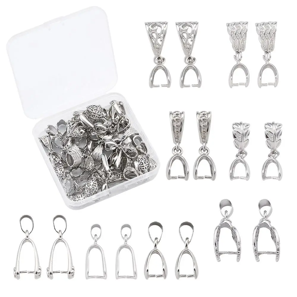 

48pcs/Box Brass Ice Pick Pinch Bails For Pendants DIY Necklace Bracelet Connectors Jewelry Making Findings Accessories Link