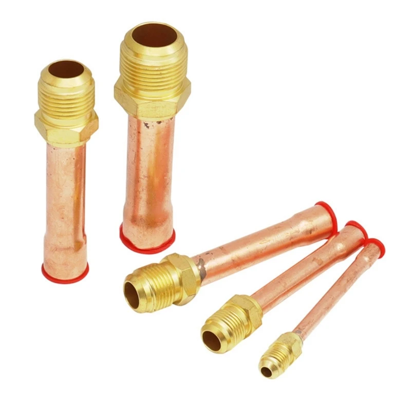 4Pieces 1/4" 3/8" 3/4" 5/8'' Flare Connector With Tube Brass Pipe For Air Conditioner Household Appliances