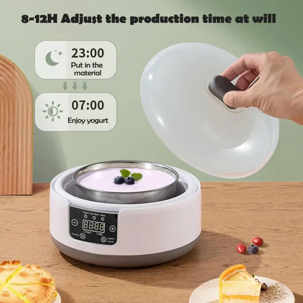 1.2L Electric Yogurt Maker Machine With Adjustable Temperature And Time Control Automatic Sugar Free Greek Yogurt Maker -US Plug