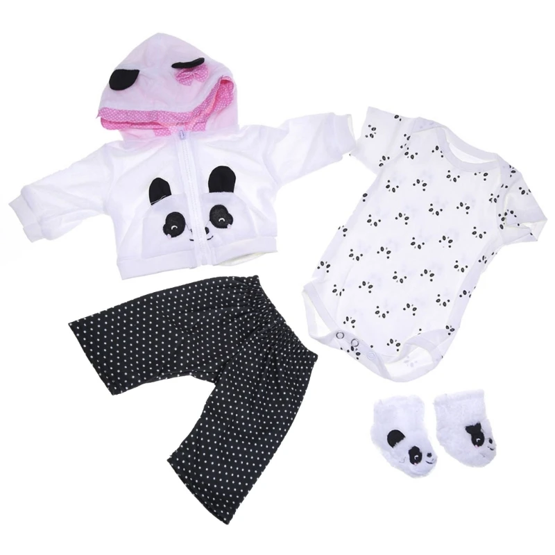 

Игрушечная одежда для новорожденных детей 17-18 дюймов для куклы для девочек, наряд с пандой, аксессуары, 4 шт., одинаковая