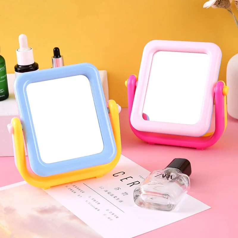 

Color-blocked double-sided makeup mirror dormitory desktop rotating mirror student contrasting color beauty fill-in makeup mirro