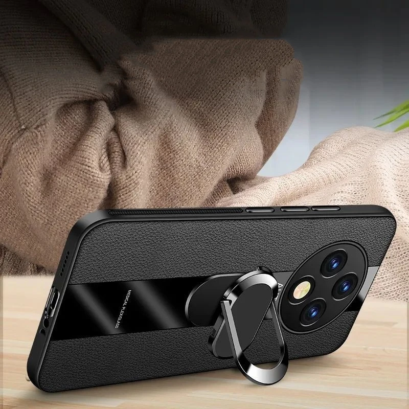 Luxury Leather Ring Magnetic Shockproof Bumper Case - Racing Style Cover