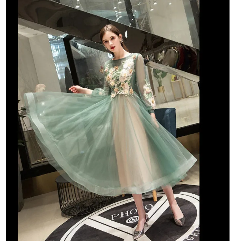 Evening Dress Elegant O-Neck Appliques Plus Size Robe vestido de festa Soiree Applieus Women Party Night Dresses Banquet