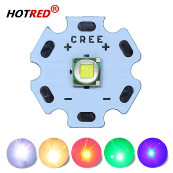 CREE XML T6 LED 손전등 자전거용 다이오드, 차가운 따뜻한 흰색 U2, 10000K 적색 녹색 청색 UV 보라색 16mm 20mm 25mm PCB, 3V 3.6V, 5W-10W