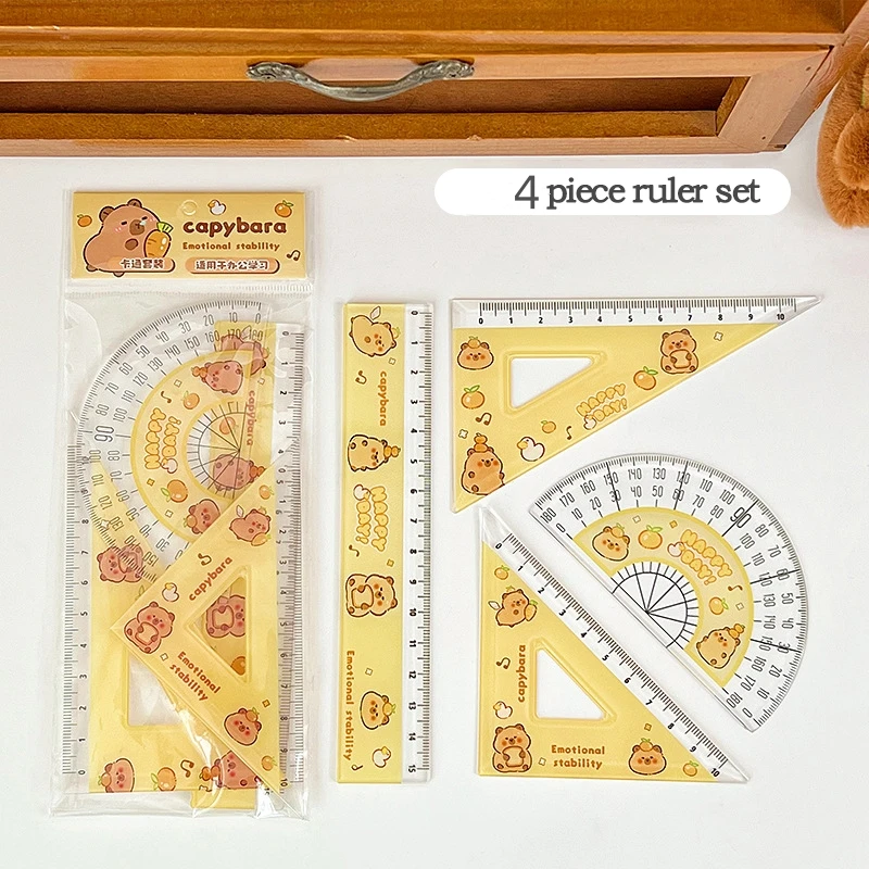 1Set Student Ruler Set 10/15cm Cartoon Capybara Measuring Tool