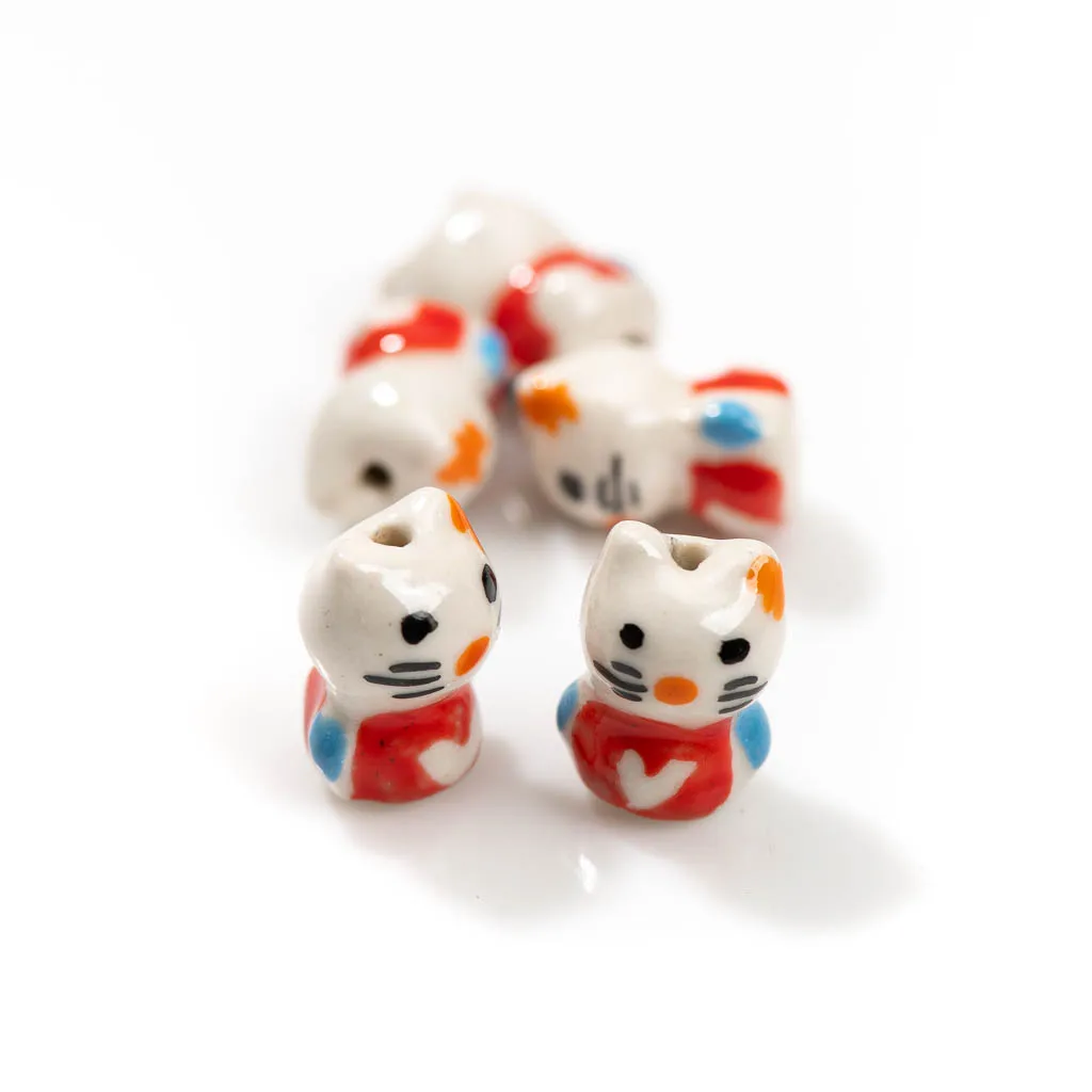 5 stücke handgemalte keramik katze perlen für diy schmuck machen perfekt für armbänder und halsketten z711 – Detail 11